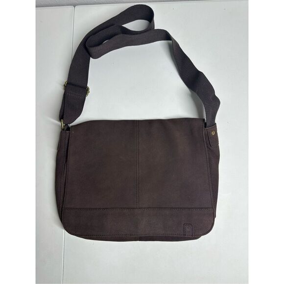Benetton Brown Suede Messenger Crossbody Bag Briefcase Laptop See Description - Picture 1 of 16
